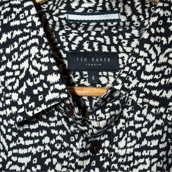 Ted Baker Bramley Shirt Black Abstract Men’s size 6 NWOT - Picture 5 of 9
